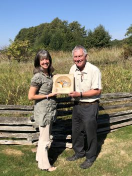 Robert Elner accepted the 2017 PIF Leadership Award at the 27th International Ornithological Congress in Vancouver, BC. Also pictured is Wendy Easton, Canadian Wildlife Service.